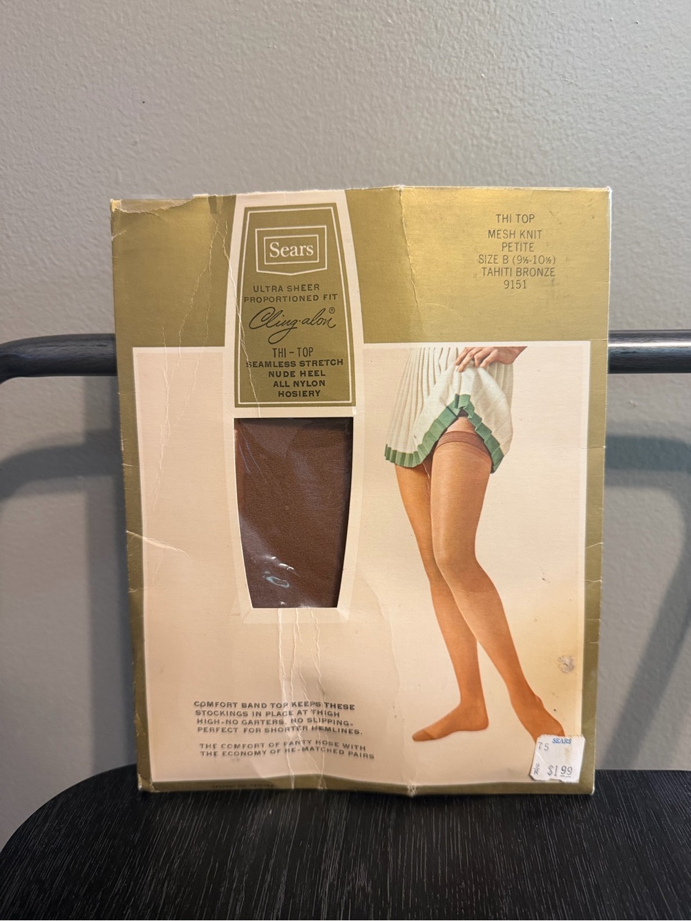 Vintage Sears Cling-Alon Thi Top Hosiery Tahiti Bronze Petite B NOS USA
